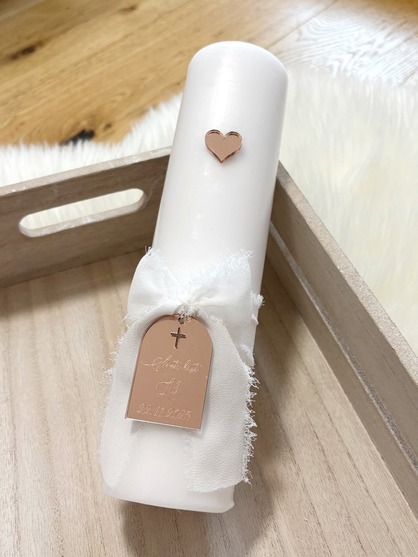 Personalizirana krstna sveča nizka - srček