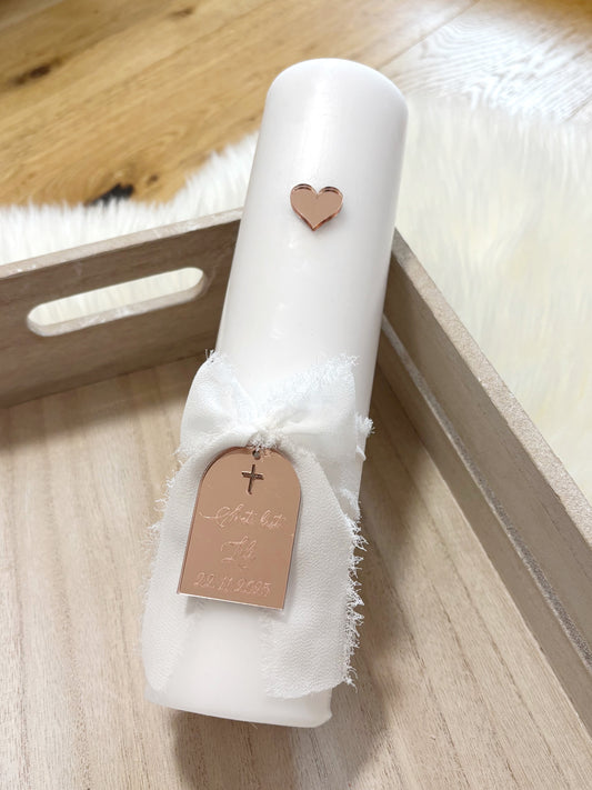 Personalizirana krstna sveča nizka - srček