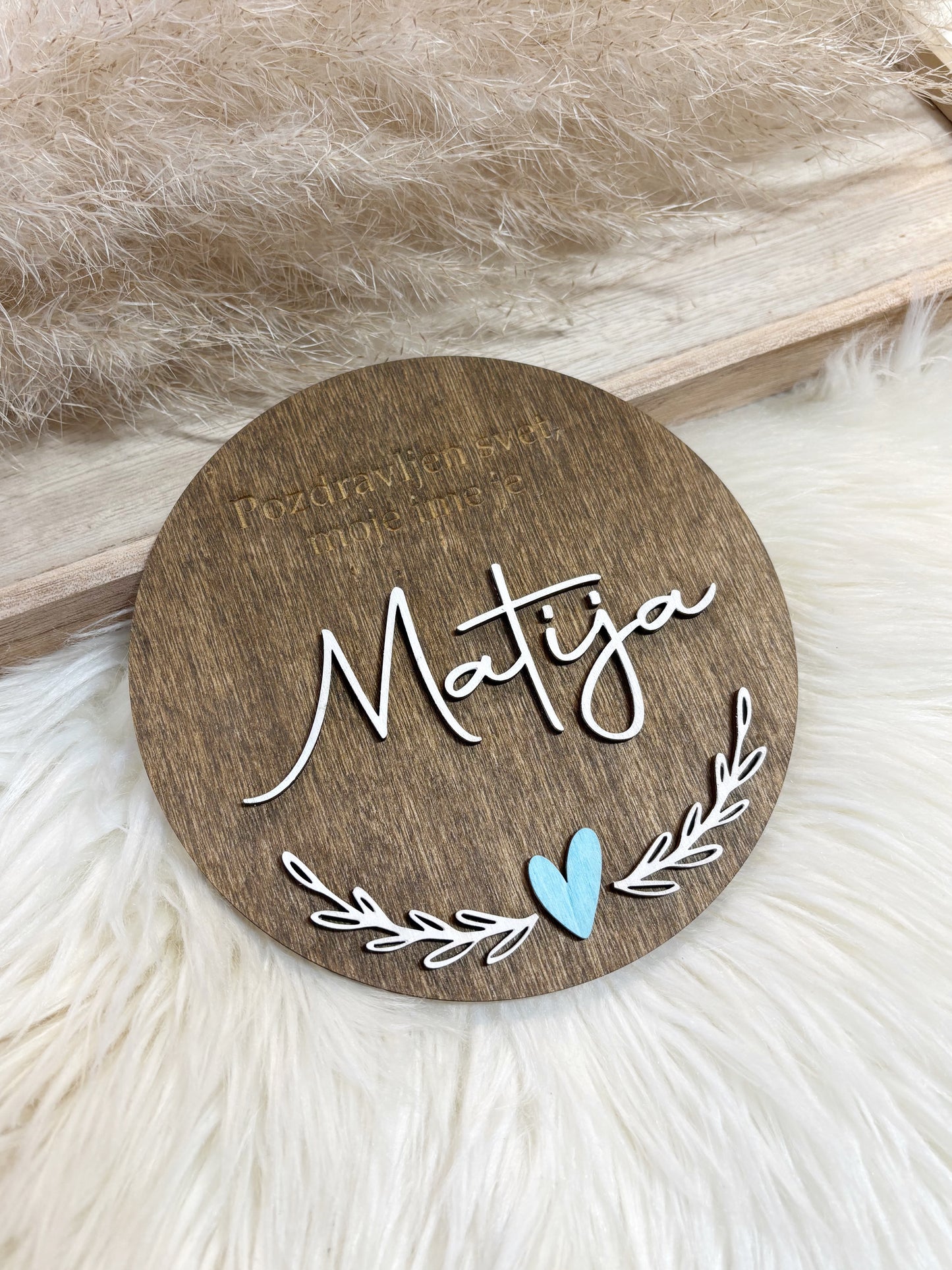 Oznanitvena kartica - srček in vejice