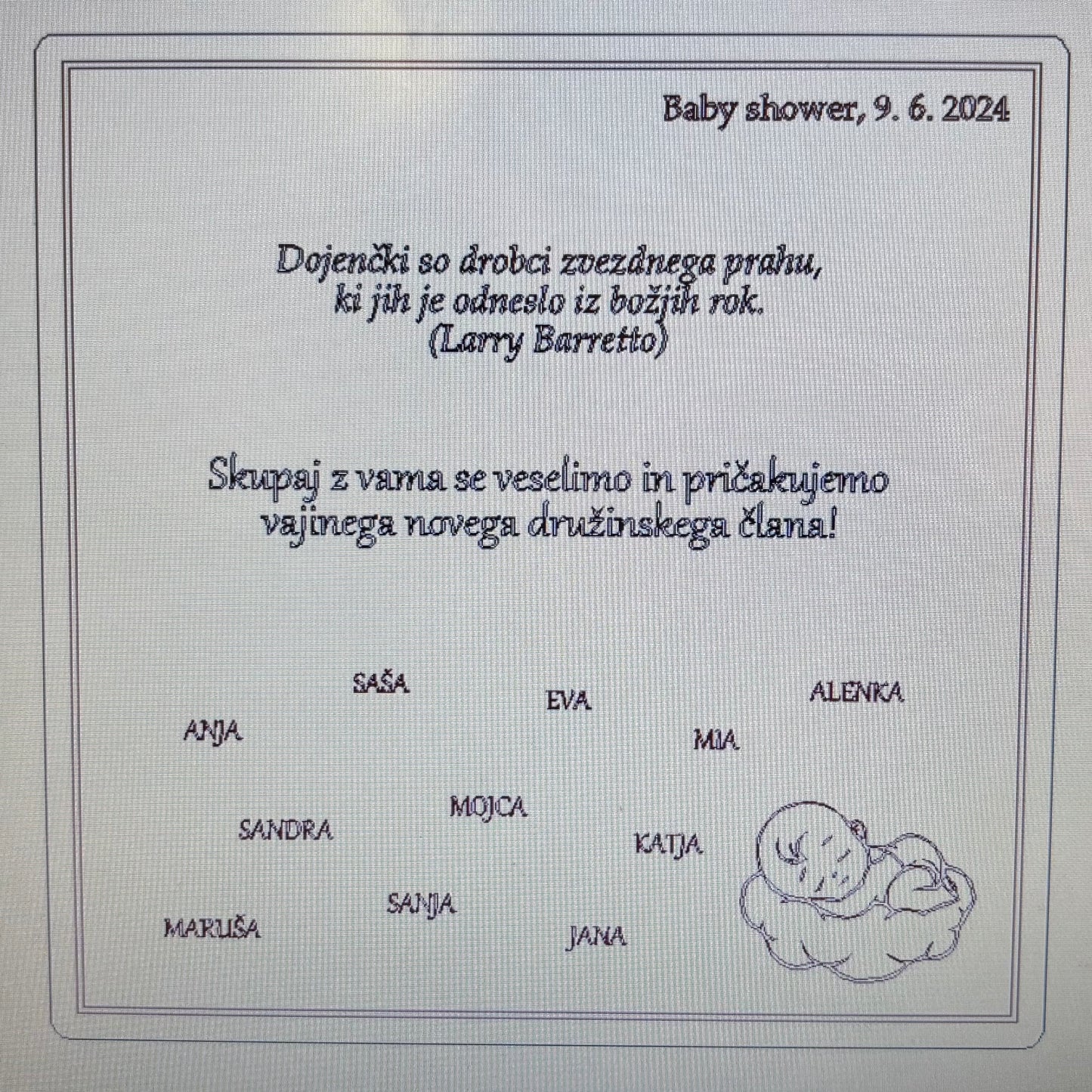 Škatlica Baby shower