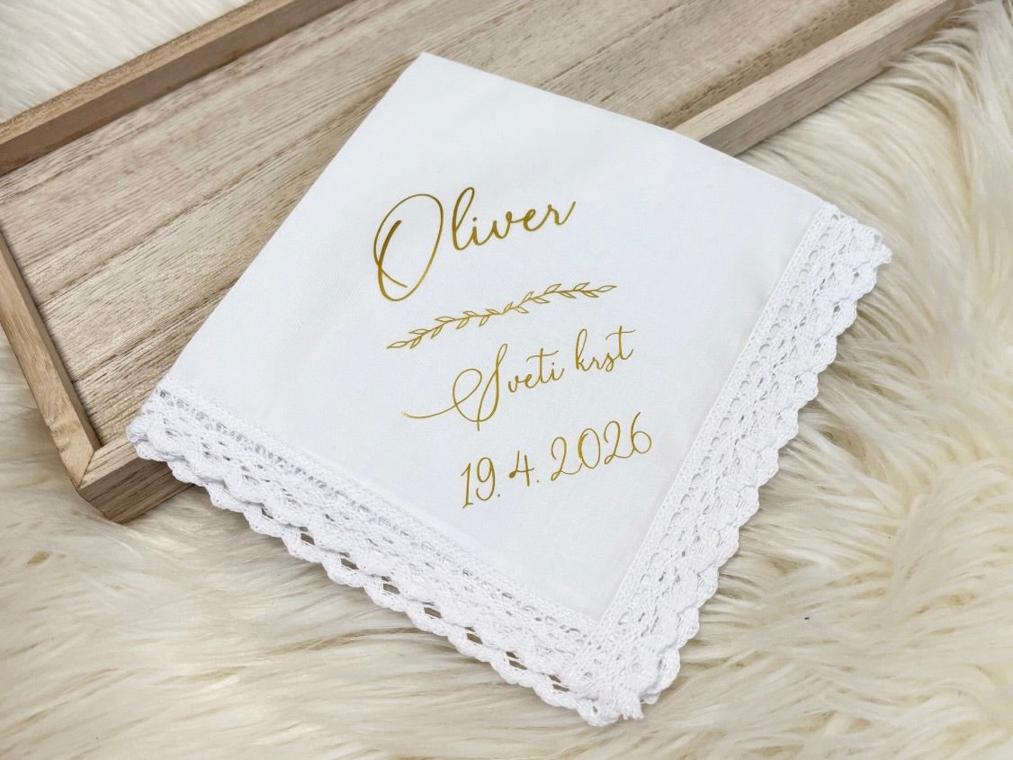 Personaliziran krstni komplet - white satin