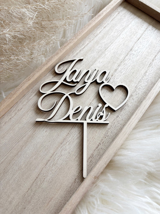 Poročni cake topper - les