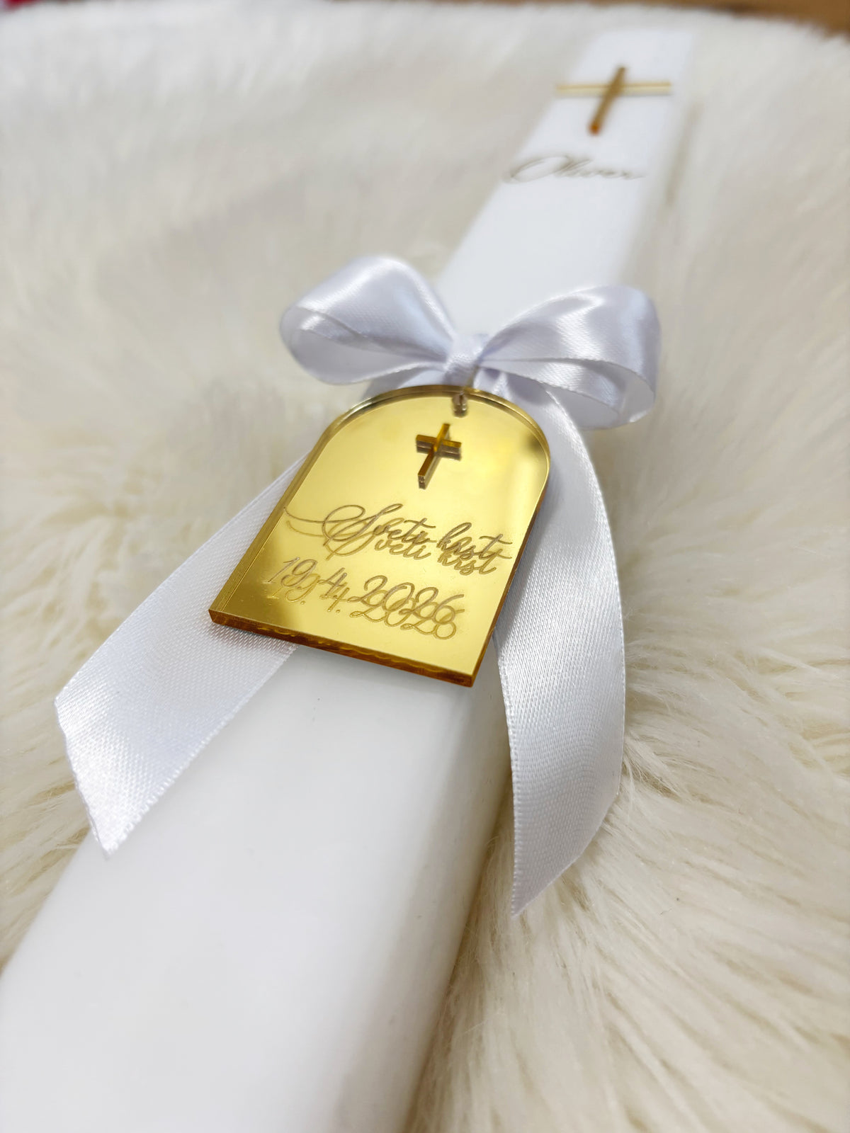 Personaliziran krstni komplet - white satin
