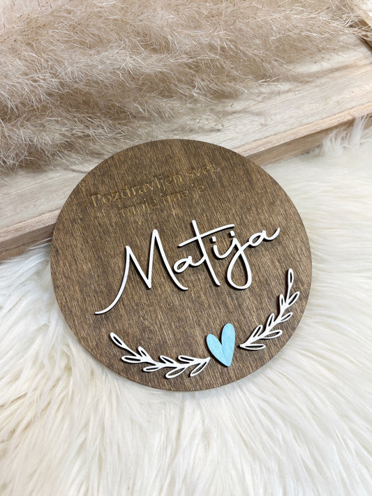 Oznanitvena kartica - srček in vejice